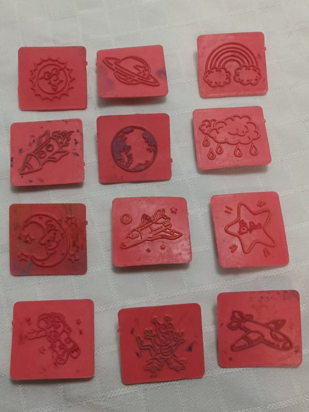 12 small vintage rubber ink stamps with sky theme